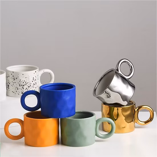Tazza in ceramica Tazza in porcellana Stoviglie Tazza smaltata pura Teaset Utensili da cucina Decorazione con logo e design con motivo a colori personalizzato