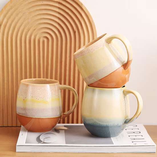 Tazza in ceramica Tazza per stoviglie in porcellana Tazza smaltata pura Utensili da cucina Decorazione con motivo a colori personalizzato Logo Design Personalizzabile